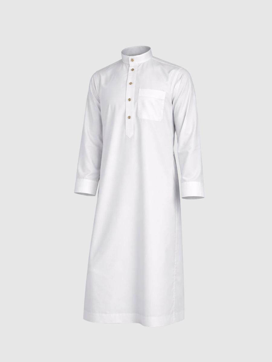 Thobe in white with zipper
