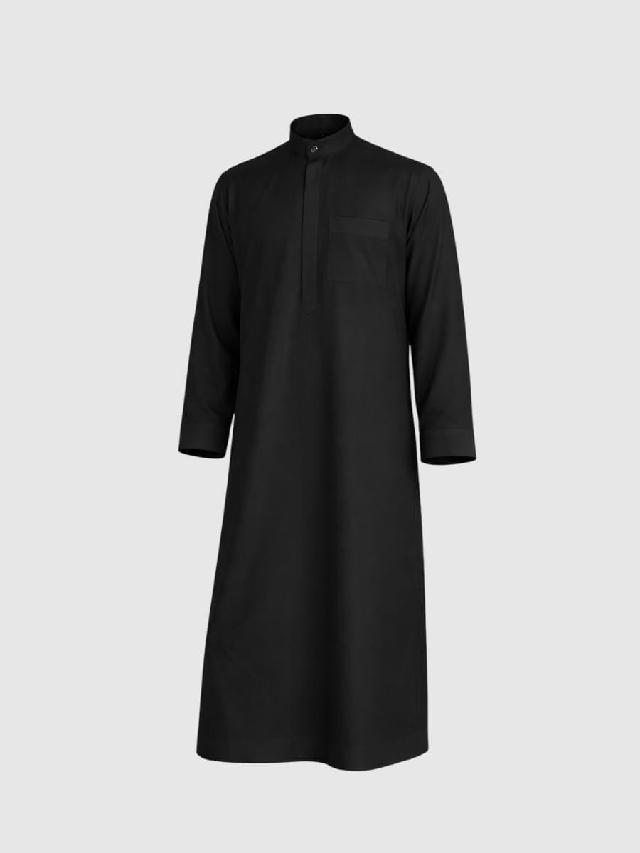 Thobe in Schwarz mit Zipper
