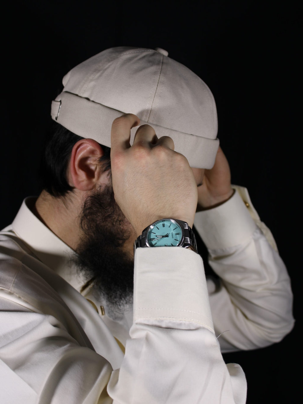 Bonnet docker Muslimu en coton crème