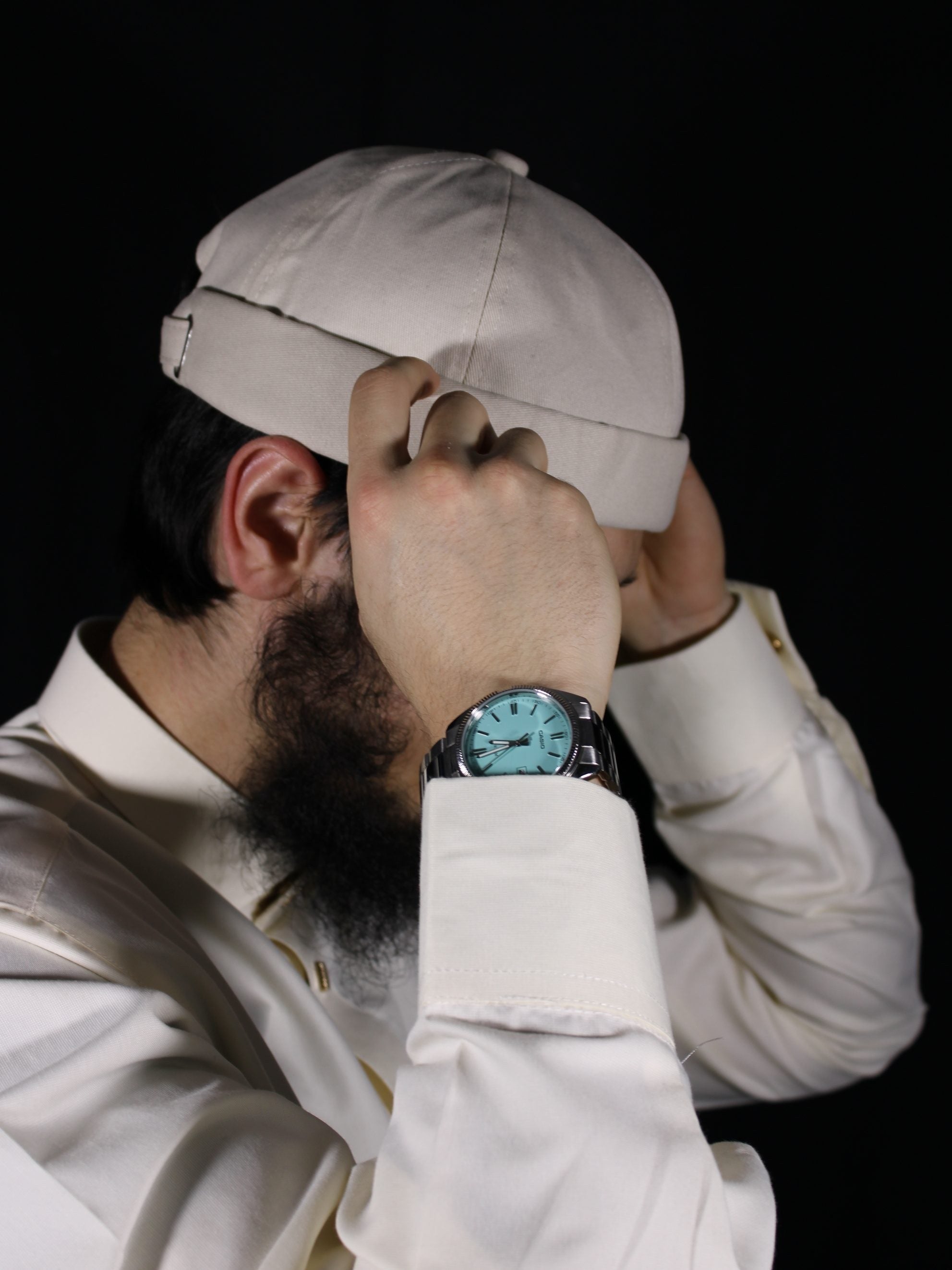 Bonnet docker Muslimu en coton crème