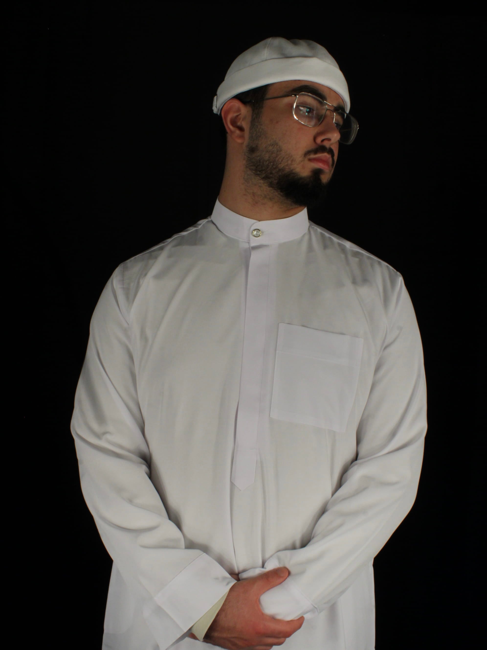 Thobe in Weiß mit Zipper