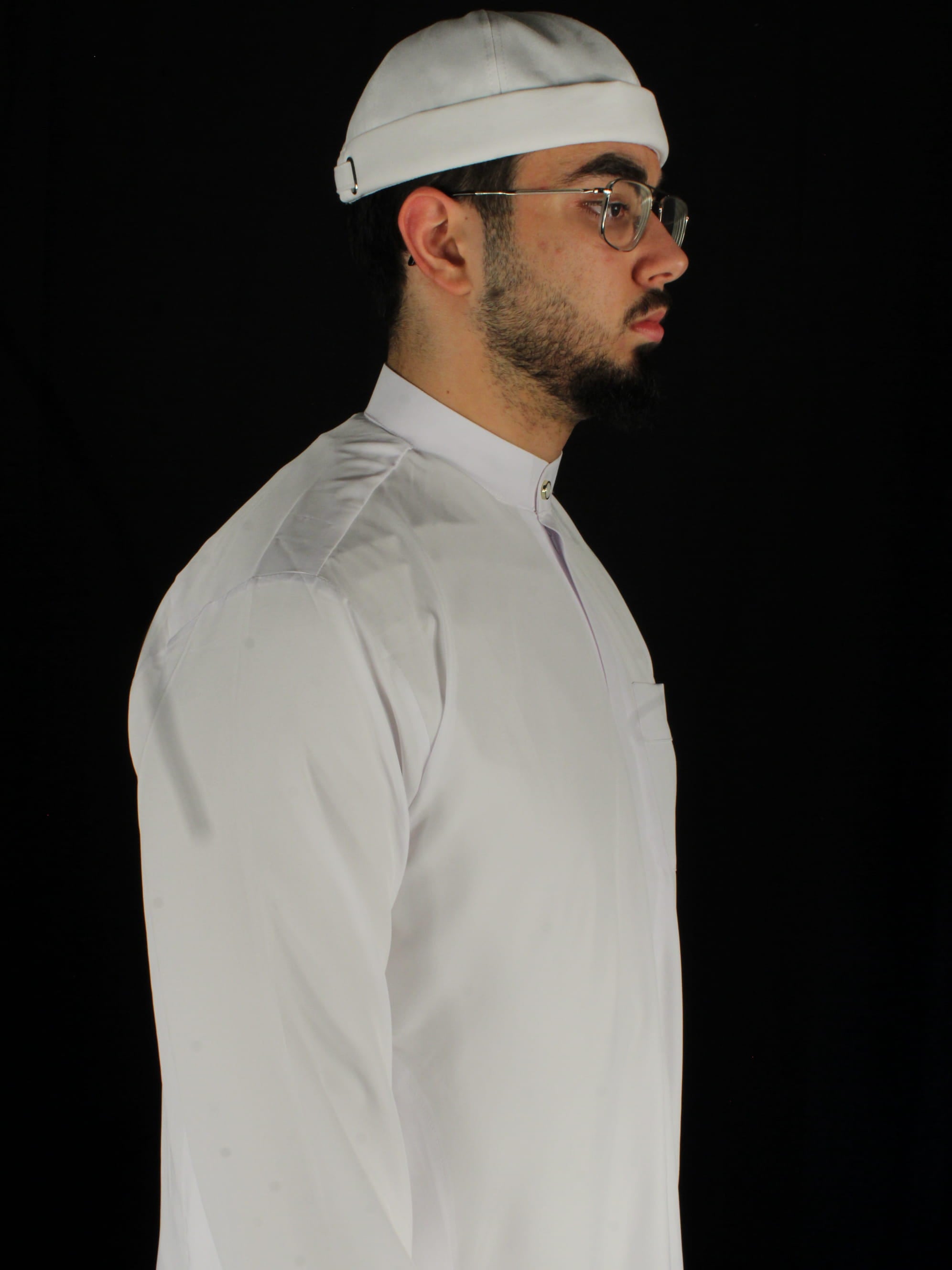 Thobe in Weiß mit Zipper