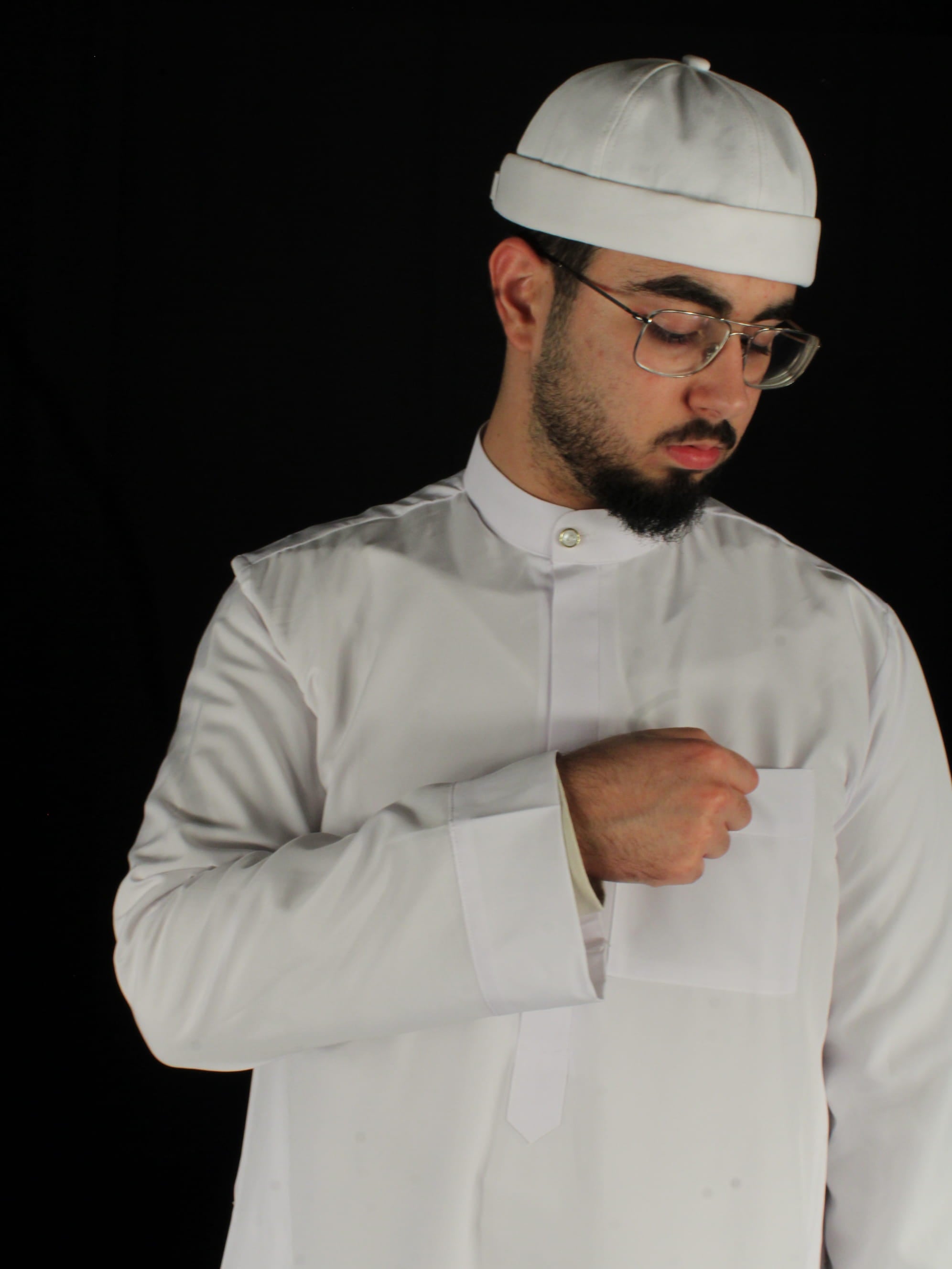 Thobe in Weiß mit Zipper