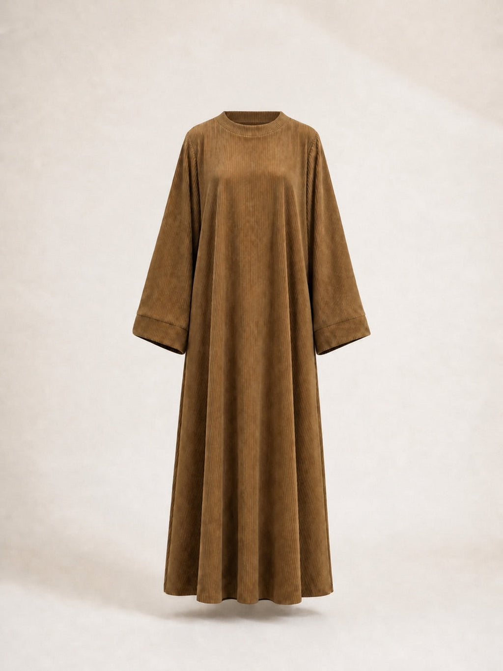 Lange Corduroy-Abaya – schwebende Frontansicht