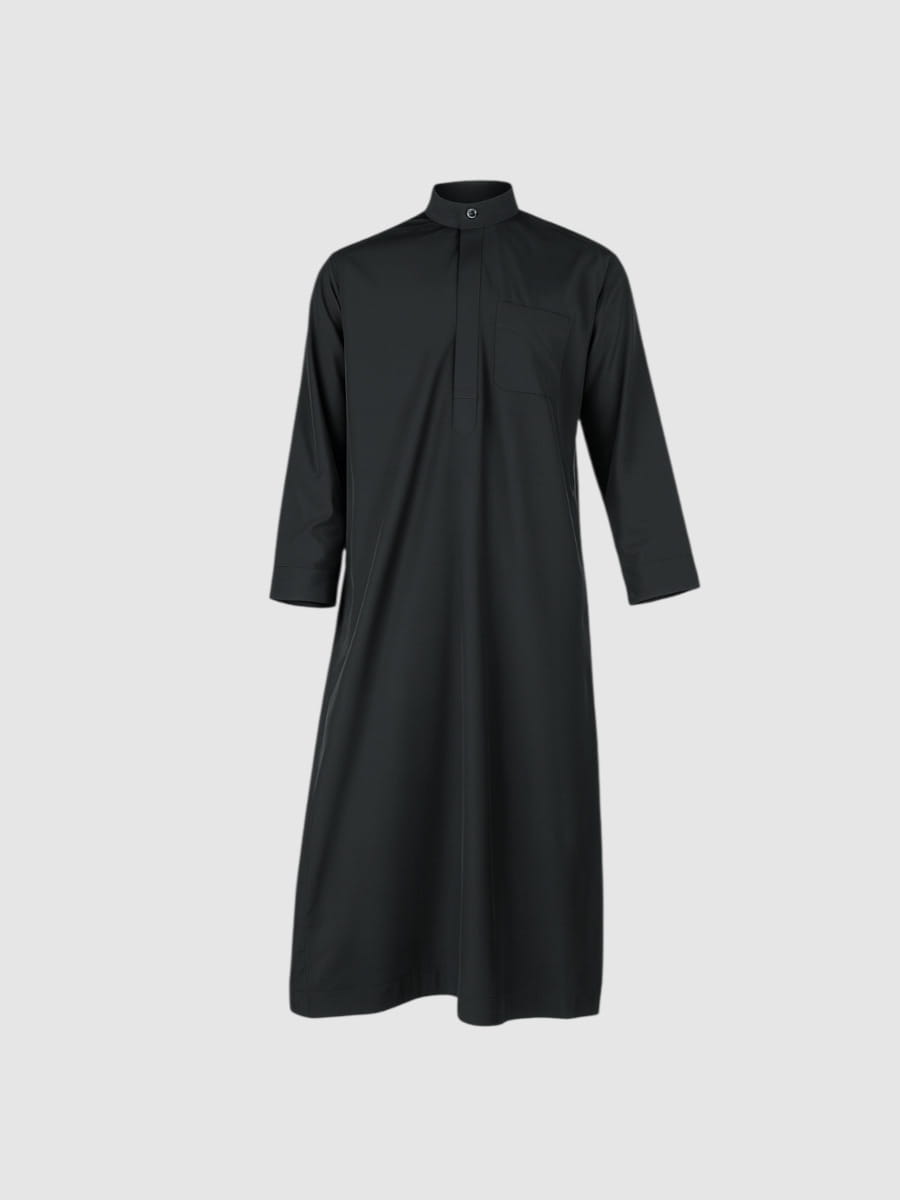 Thobe in Schwarz mit Zipper