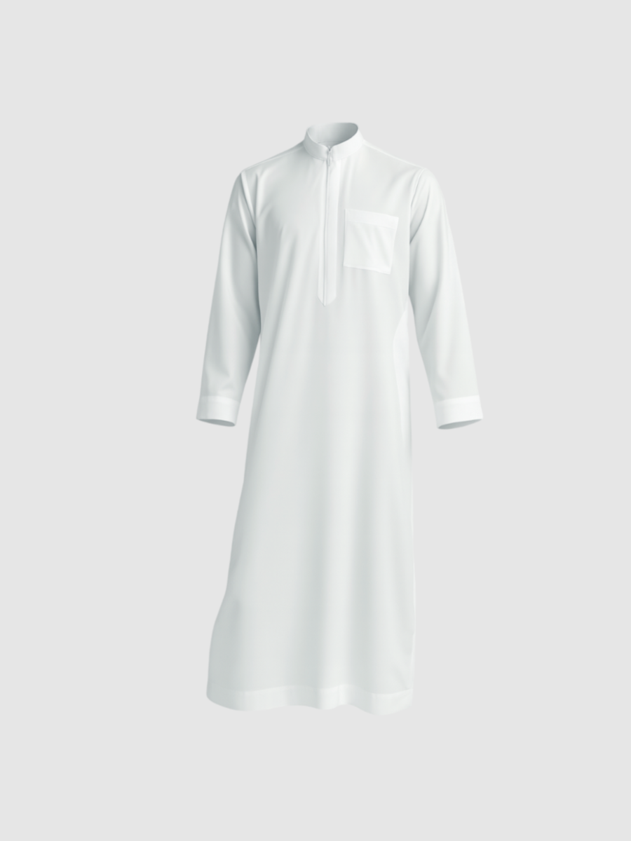 Thobe in Weiß mit Zipper